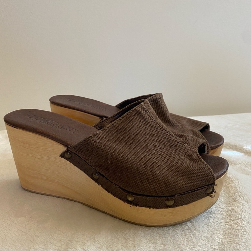 Cordani Brown Wedge Peep Toe Sandals